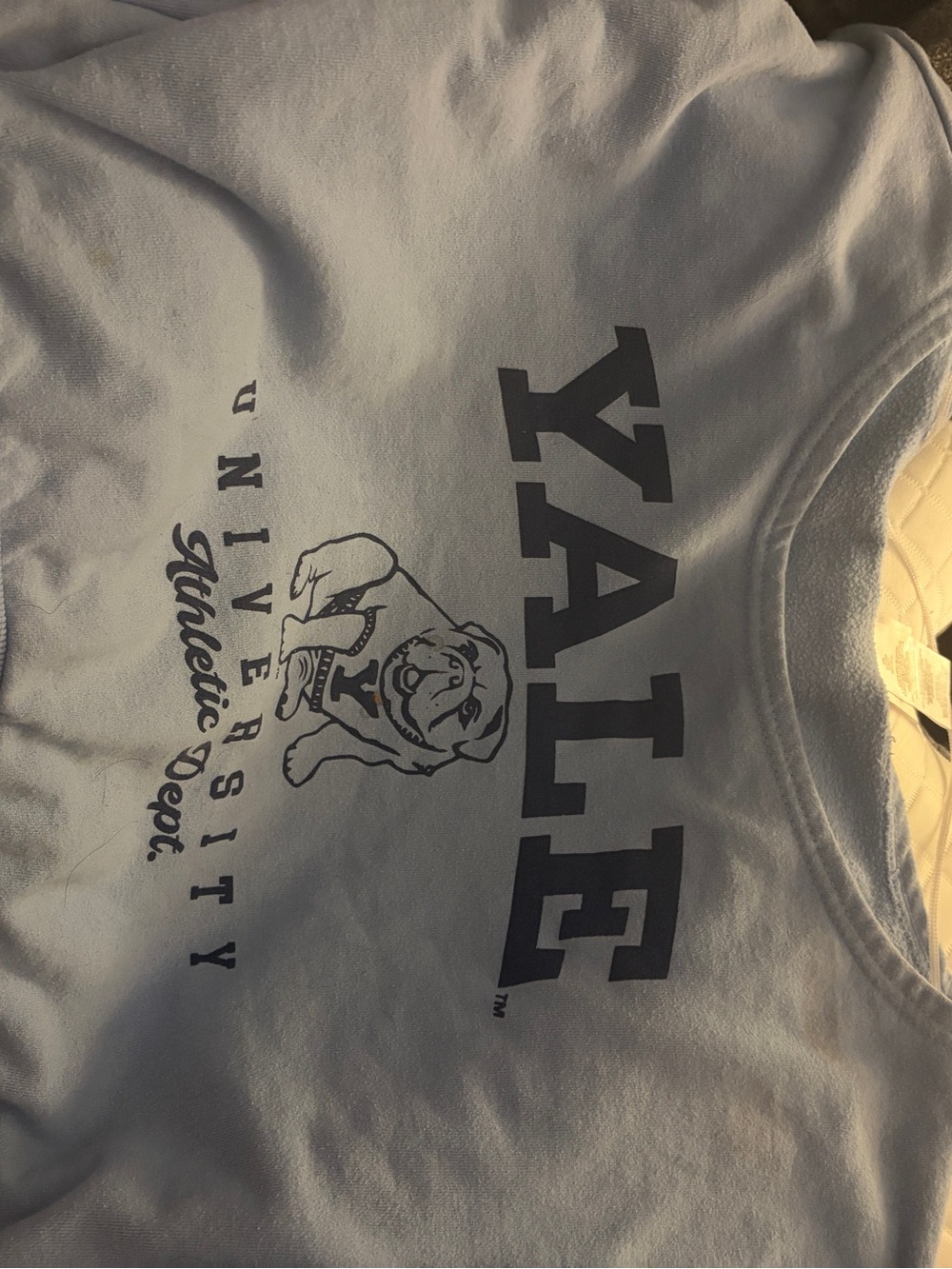 Yale women’s off the shoulder Light Blue Yale University cropped sweatshirt